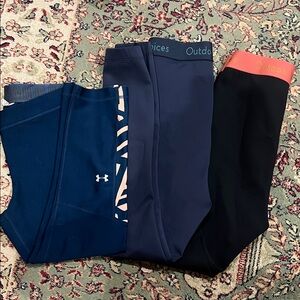 Under Armour and Outdoor Voices Leggings Set - Blue, Navy, Black